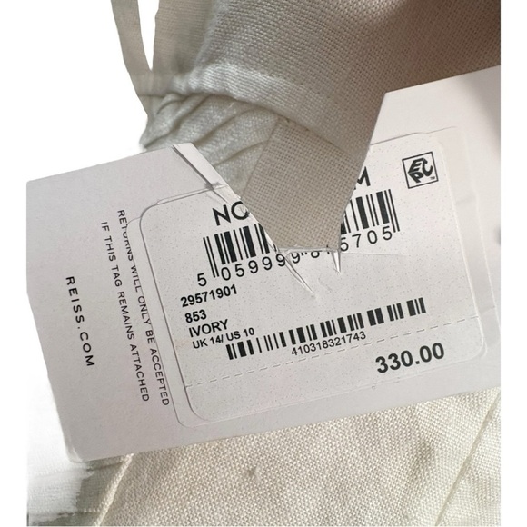 Reiss Etta Linen Sleeveless Corset Midi Dress White Size 10 NEW - Picture 10 of 13